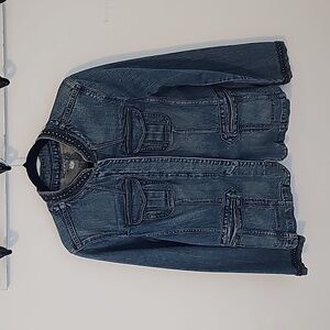 Motto Women's Vintage Denim Jacket With Decorative Beading SZ Medium